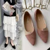 Pointed Toe Flat Shoes Women Solid Patchwork Slip On Shoes Casual Breathable Ballet Flats Daily All-Match Comfort Loafers Shoes 2