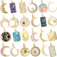 New Moon Star Charms for Jewelry Making Fang Pai Pendant    Stainless Steel Chain DIY Necklace Bracelet Women Jewelry Wholesale 1