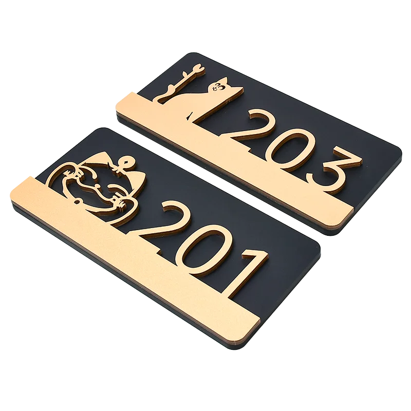 Acrylic Modern Door Plate Shop Sign With Sticker Customized House Number for Office Home Hotel Flat Apartment Restaurant Mailbox House Number Signs Door Signs House Numbers Number Plate