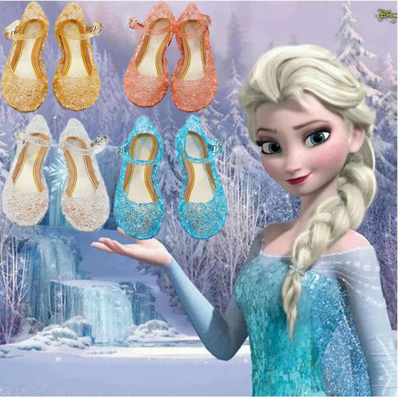 

Disney Frozen Elsa Princess Crystal Sandals Blue for Girls Cinderella Shoes Kids Summer Jelly Cosplay Birtyday Party Dance Shoes