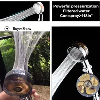 New Turbo Propeller Shower Head Water Saving High Preassure Flow 360 Degrees with Fan Extension Showerhead Rainfall with Holder 2