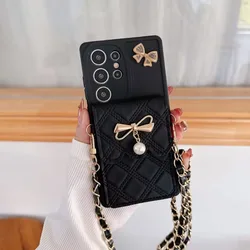 Chic 3D Bowknot Crossbody Card Holder & Wallet Phone Case - Galaxy A07 (Black)