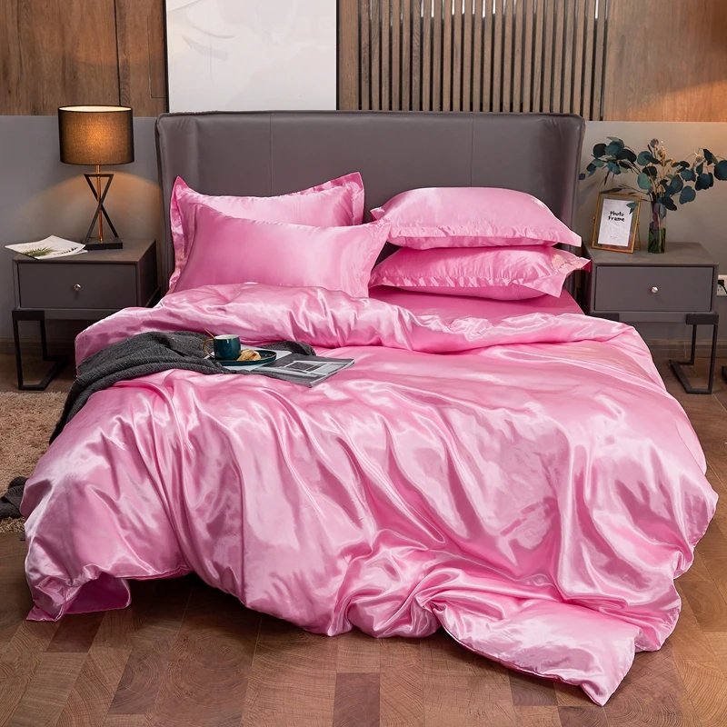 

Bedding Set Solid Color Luxury Bedding Rayon Satin Duvet Cover &Bed Sheet & Pillowcase Twin Queen King Size 2pcs/3pcs/4pcs