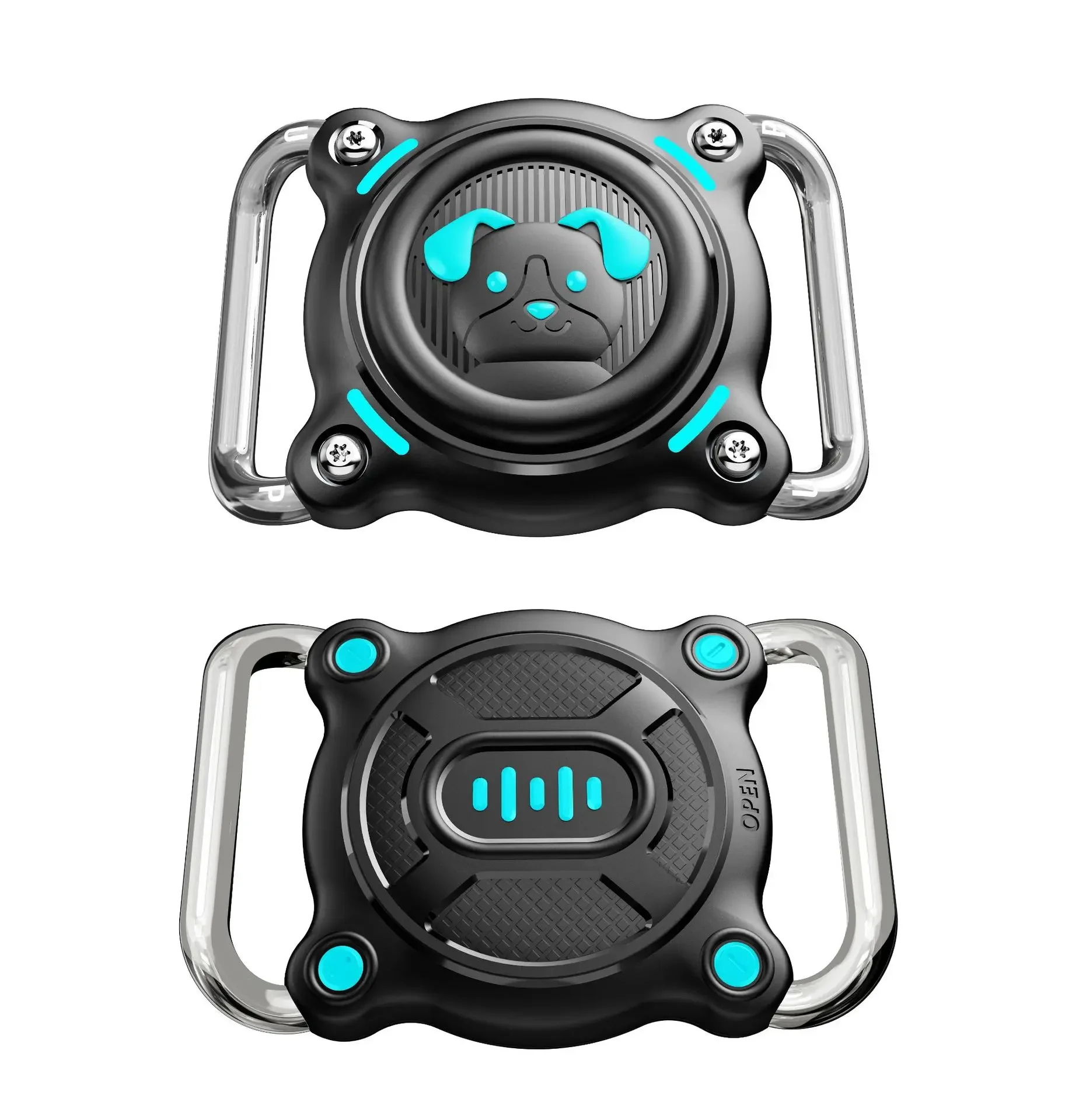 Durable Dog Collar Holder with Removable Metal Loops for Airtag Tracking Device
