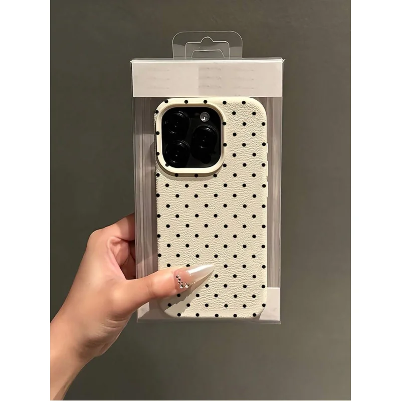 รูปสินค้า เคสกันกระแทก TPU ลายจุดสีขาว ปกป้อง iPhone ทุกรุ่น