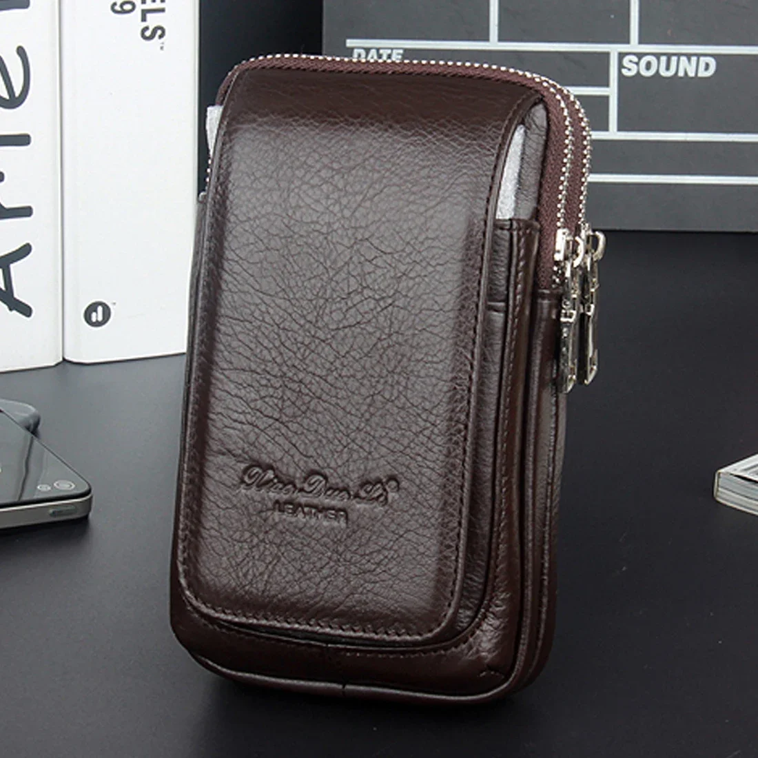 High Quality Men Genuine Leather Waist Pack Bag Coin Cigarette Purse Pocket Pouch Belt Bum Cell/Mobile Phone Case Fanny Bags