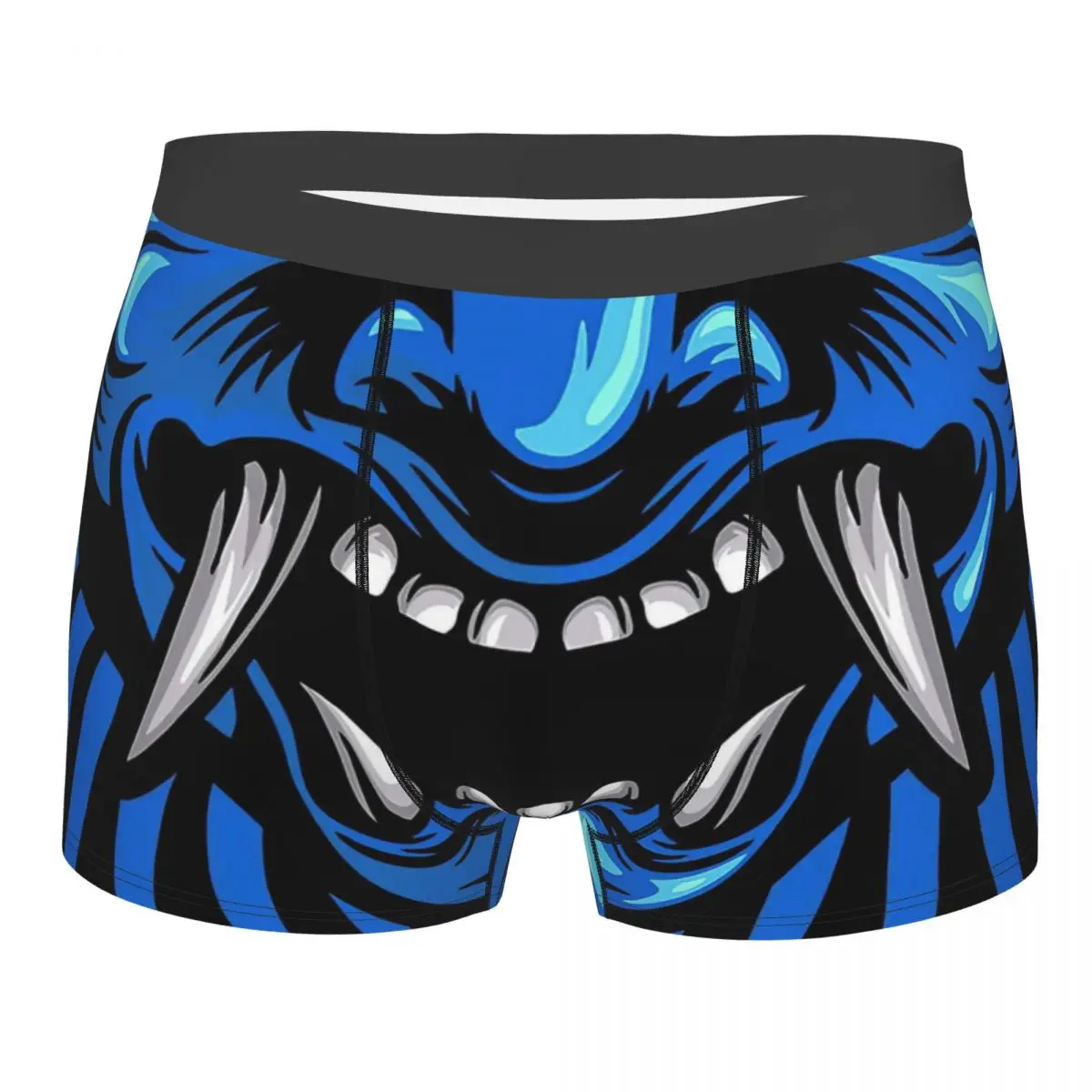 Blue Ice Japanese Oni Demon Yokai Spirit Face Mask Underpants Breathbale Panties Male Underwear Print Shorts Boxer Briefs
