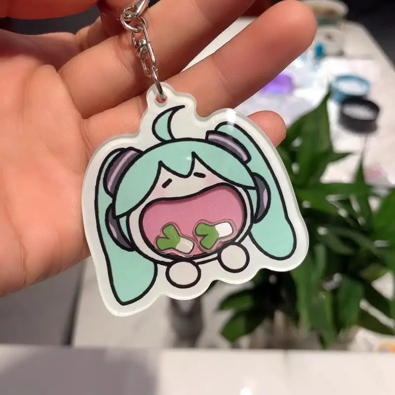 Cute 5cm Hatsune Miku Acrylic Keychain with Rocking Pendant - Perfect Birthday Gift