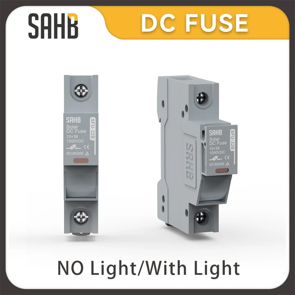 SAHB 1P Din Rail Solar PV DC Fuse Holder with Indicator Light 10x38mm