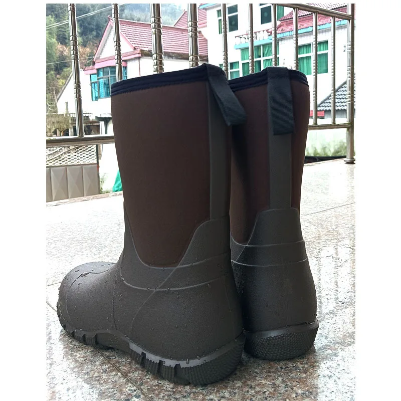 Men's Warm Rubber Rainshoes Car Washing Shoes Maple Leaves Bionic Camouflage Forest Hunting Fishing Boots Anti-Slip Skiing Boots