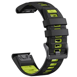 Premium Silicone Strap Bracelet for Fenix8 Watch - QuickFit Design (Black green)
