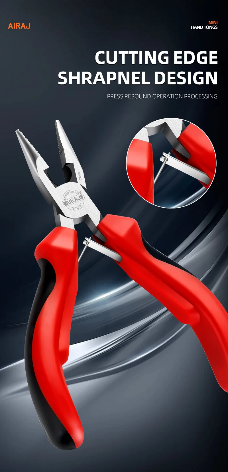 Description Picture 4 of itemAIRAJ 4.5 Inch , Multifunctional Pliers Top Cutting Curved Mouth Oblique Mouth Pointed Wire Pliers Industrial Grade Manual Tool