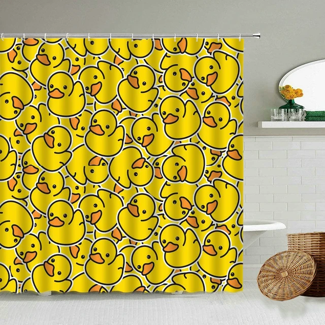 Cartoon Little Yellow Duck Shower Curtain Cute Children's Toys