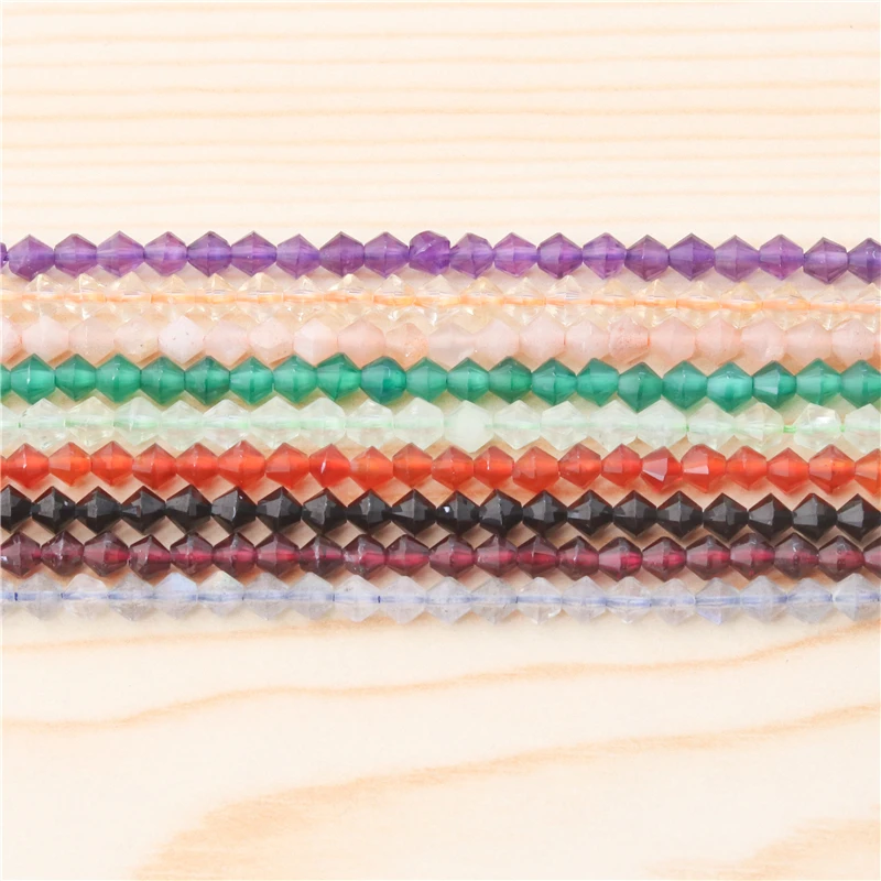 Sunstone Amethyst Citrine Garnet Labradorite Agate Natural Stone Faceted Rhombus Beads Size 4MM For Jewelry Making Diy Bracelet