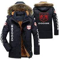 DODGE Logo Men's Winter Cotton Jackets Hooded Parkas Lamb Fur Lining Plush Men Cold Thickening Fashion Motorcycle Jacket 1