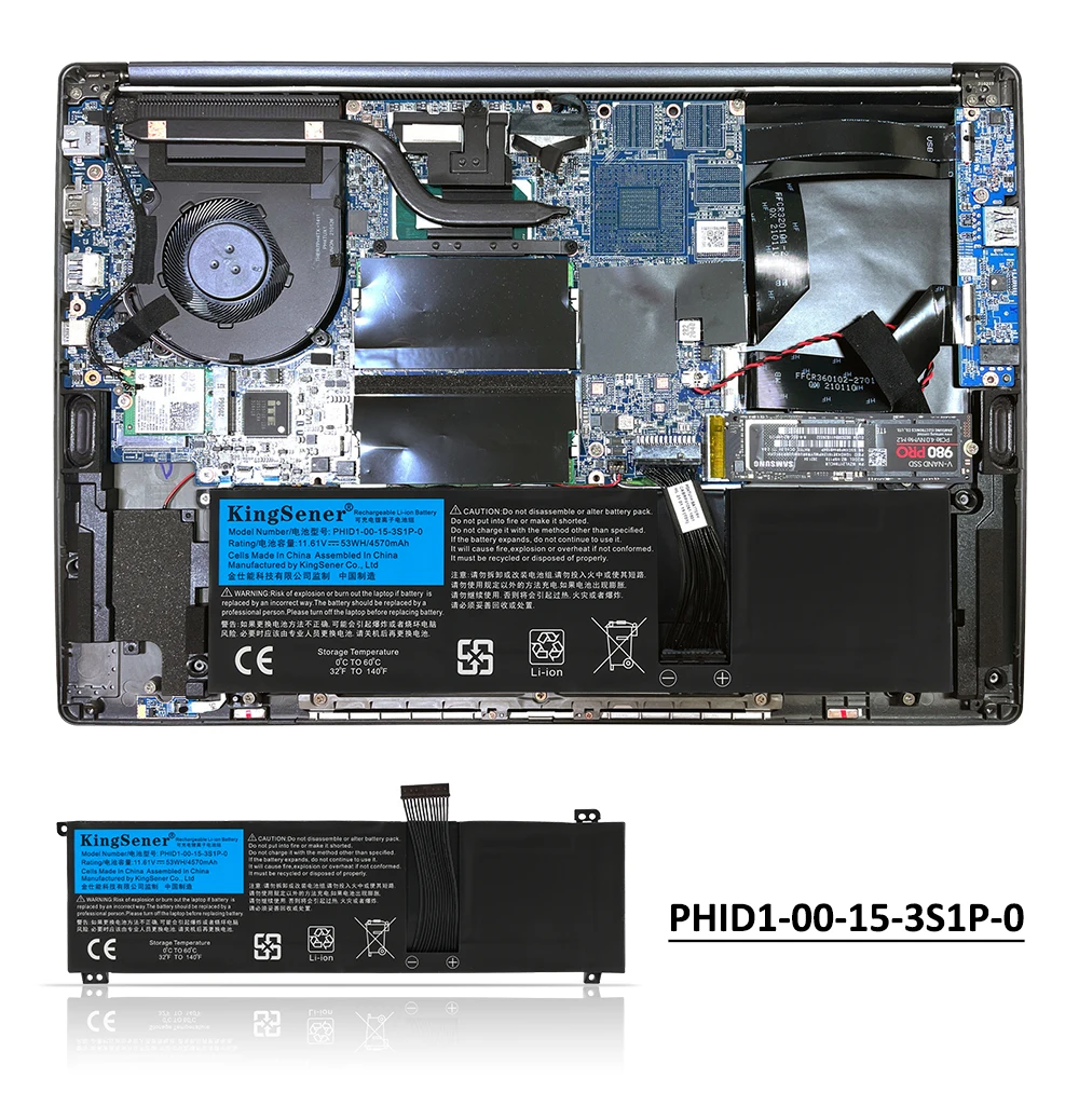 Kingsener-bateria do Portátil para o Microsoft f1 Schenker Visão 14 Adata Xpg Xenia 14 Series 4570mah 11.61v 53wh Phid100153s1p-0 - Imagem 3