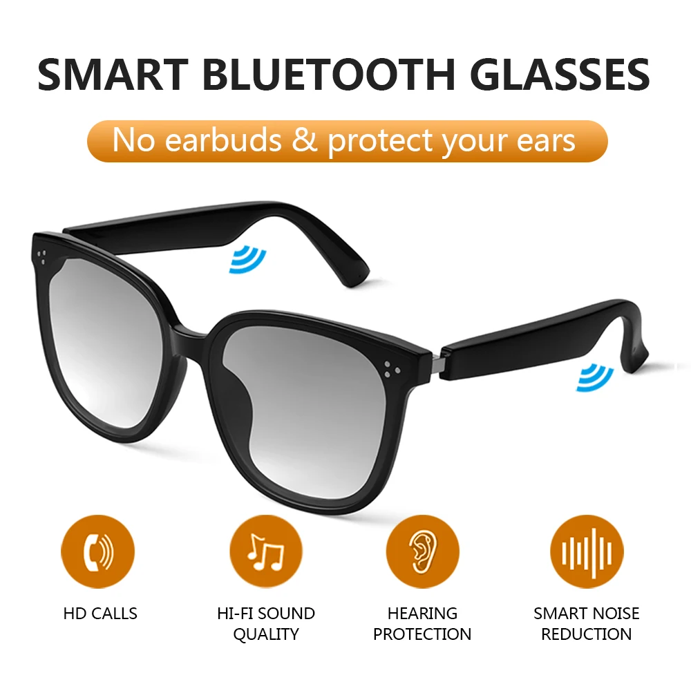 Bluetooth Smart Glasses Men and Women Wireless Call Headset Glasses Anti-blue Light Suitable for Game Meetings Travel Driving 