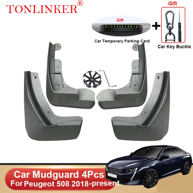 

TONLINKER Car Mudguard For Peugeot 508 2018 2019 2020-2023 Mudguards Splash Guards Front Rear Fender Mudflaps Accessories