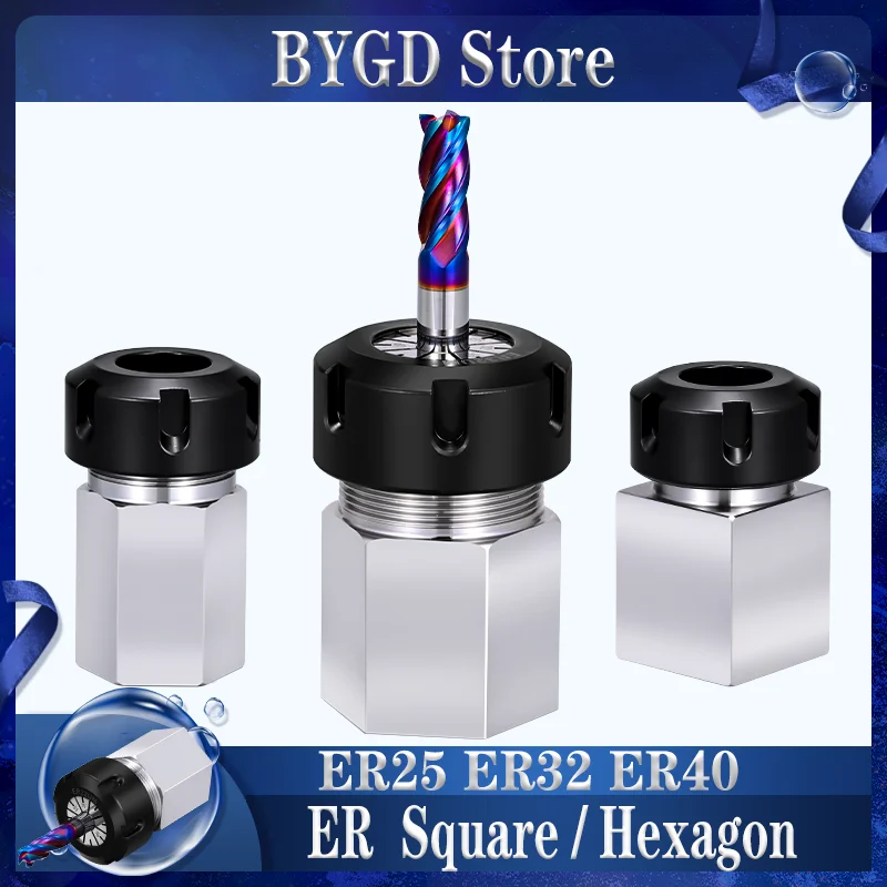Spring Collet Spring Collet Chuck Collet Chuck Tool Holder Collet Chuck Holder Collet Block Holder Engraving Collet Chuck Wrench Nut Collet Collet Clamping Tool BYGD ER25 ER25UM ER32 ER32UM ER40 ER40UM Square ER hexagonal collet chuck seat ER hex spring tool holder bracket tool collet