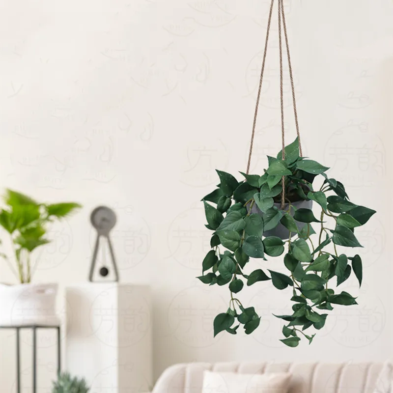 

2PCS Simulated Green Potted Plant Artificial Hanging Basket Bonsai Suitable For Decorating Home,Balcony,Living Room,Wall