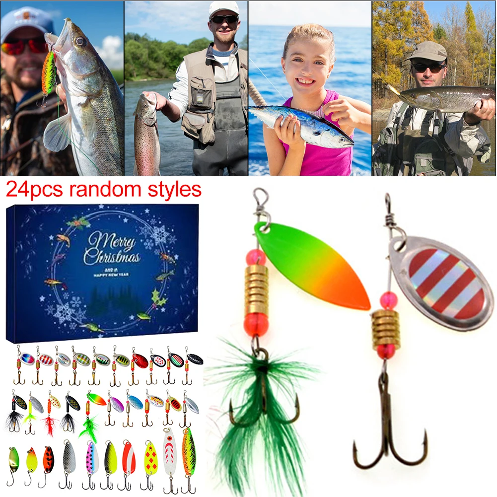 창의적인 낚시 미끼 강림절 달력 상자, 낚시 태클 카운트다운 달력 상자, 축제 테마, 24 시간 노벨티 피셔용 선물