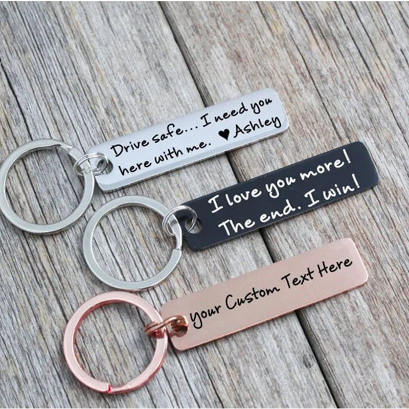 Custom Characters Rectangle Key Chain Personlized Stainless Steel Drive