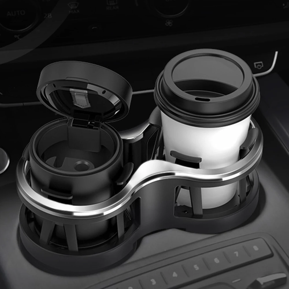 ABS Black Car Cup Holder 2 in 1 Double Hole Water Bottle Holder