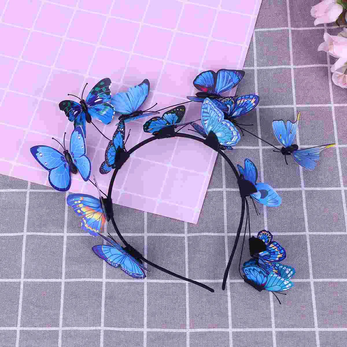 

Butterflies Headband Fairy Hair Band Colorful Headband Simulation Stereoscopic Fascinator Hair Accessory for Wedding Theme