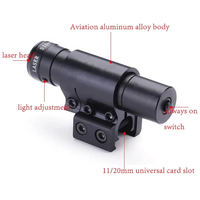 Tactical Hunting Red/GreenLaser Dot Sight Adjustable Small Laser Pointer Pointer 20mm Card Slot Tube Clamp Scope Accessory