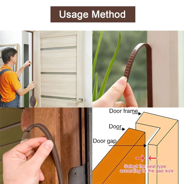 Bande d'étanchéité d'isolation de porte, bande auto-adhésive en mousse de caoutchouc acoustique, coupe-froid pour fenêtre, bouchon de tirage sonore 5