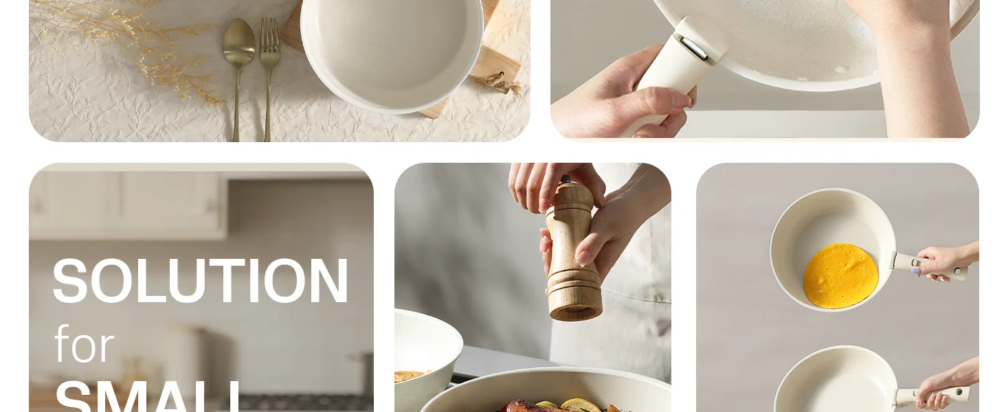 Nonstick Cookware Sets, White Granite Induction