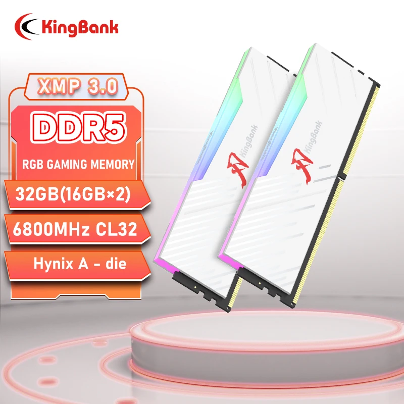 KingBank DDR5 RGB White Memory 32GB【16GBx2】/ 16GB 6800MHz Hynix