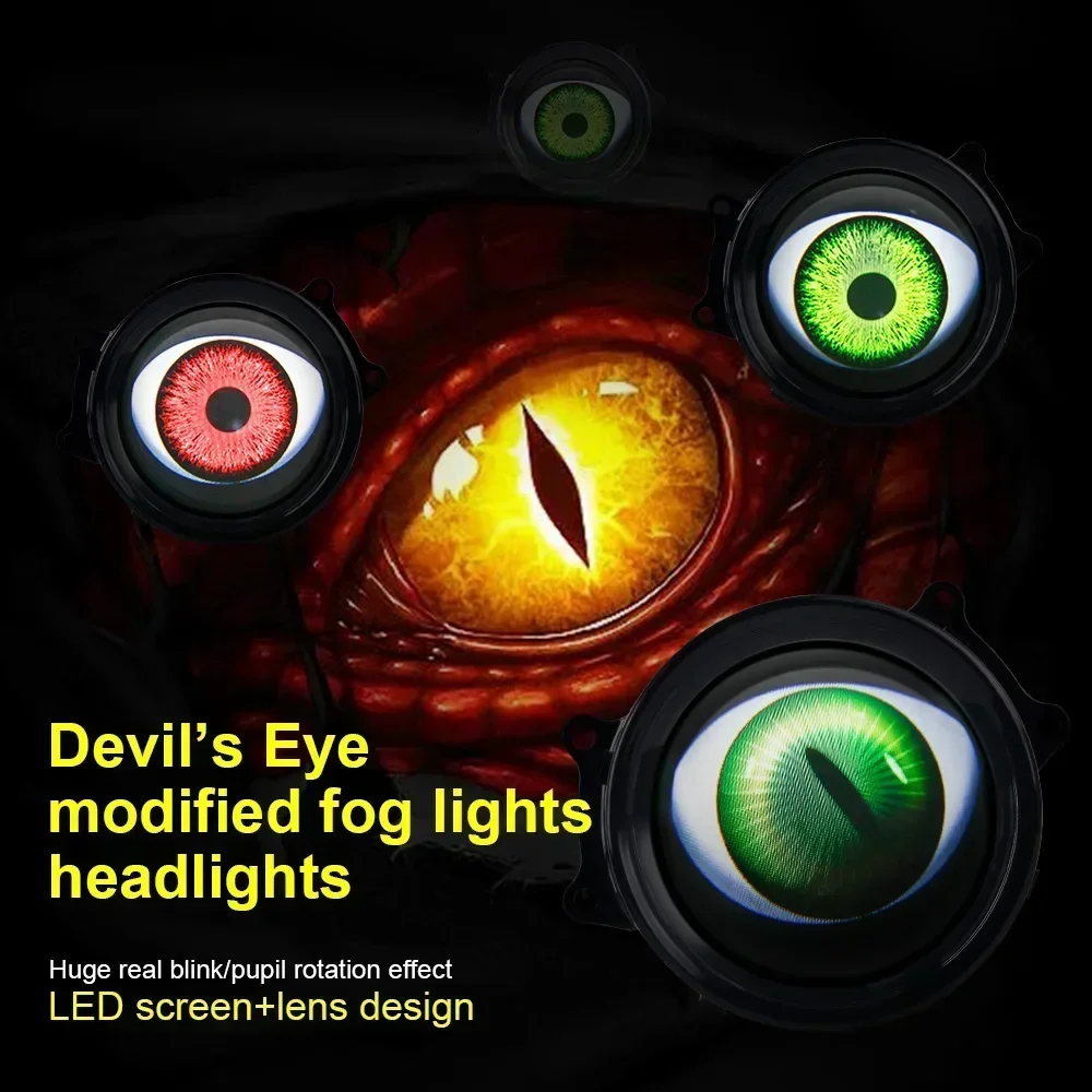 NEW Dynamic Car Demon Eye Red Eye 3 Inch Devil Eyes Lens Lights For 12v Retrofit Kits Headlight Assembly Auto Accessories Kit