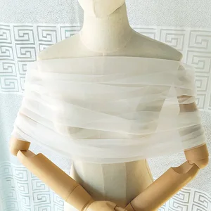 Женская плиссированная Тюлевая прозрачная Свадебная шаль с запахом, с открытыми плечами, элегантная формальная шаль с пуговицами, цвета слоновой кости, на заказ