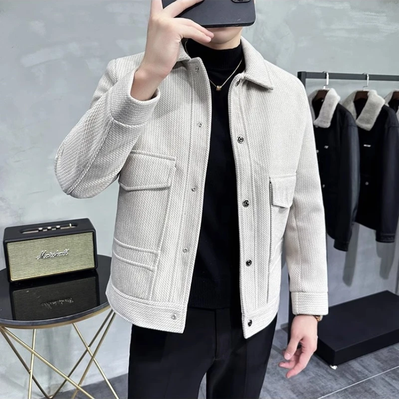 Winter Woolen Jackets Men Fashion Casual Business Overcoat Social Streetwear Wool Blends Coats windbreaker men clothing 2023