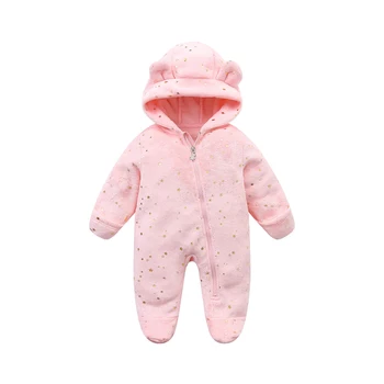 AYNIGIELL ملابس الخريف/الشتاء للأطفال الصغار، رومبير بقلنسوة دافئ للأطفال، بدلة قفز كرتونية للأطفال حديثي الولادة من الفلانيل 4