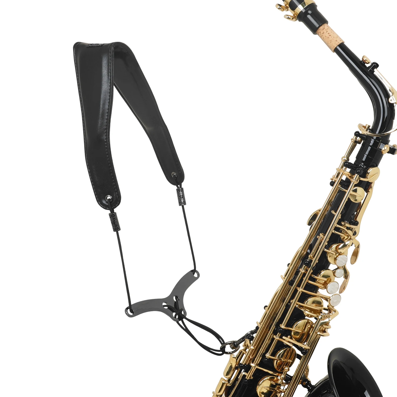 Premium Leather Padded Saxophone Neck Strap - Soft Protection Harness Lanyard