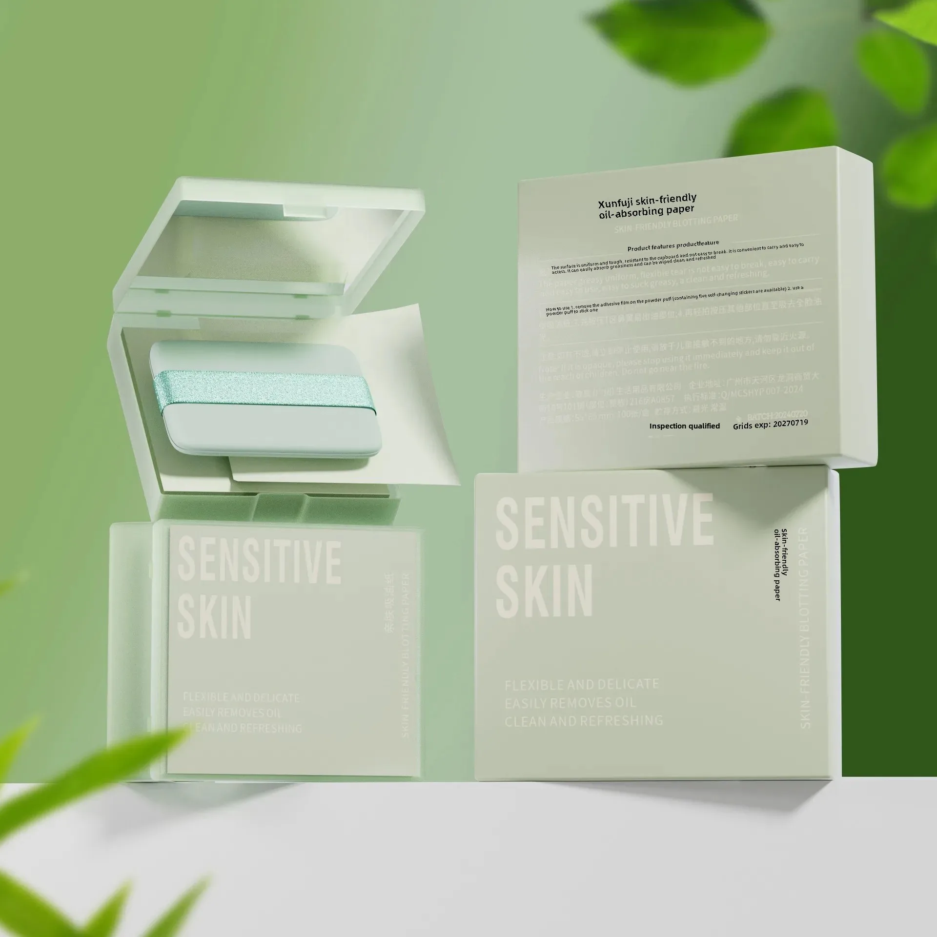 Portable Oil Absorbing Paper Towels Face Cleansing Pore Minimizing Mirror Box Bamboo Charcoal Green Tea Mirror Portable Oil Remo