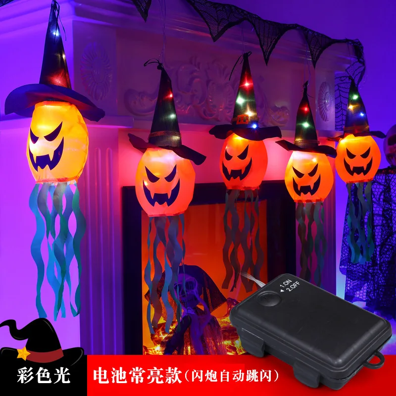 

Halloween Decorations Outdoor Hanging String Lights Glowing Ghost Witch Hat pumpkin Ornaments Lights for Home Tree Garden Yard