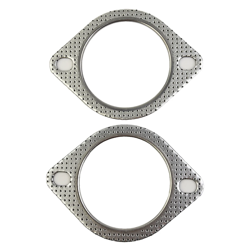 

2x Sliver Flange Gasket Car Exhaust Gasket 3 Inch Diameter Downpipe Metal Multi Layer Reinforced For Nissan For Honda