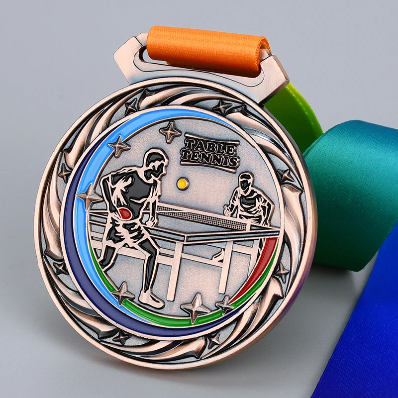 Table Tennis Medal School Sports Competition Medal Gold Silver Bronze Ping Pong Ball Medals Children's Gold Medals 7cm 100g