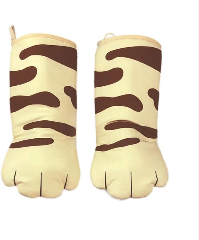 Thick Cotton Oven Mitts Cat Paw Design Baking Gloves Heat Resistant Cooking Gloves Potholder Funny Grilling Microwave Mittens silicone oven mitts kitchen gloves silicone oven gloves cotton pot holders