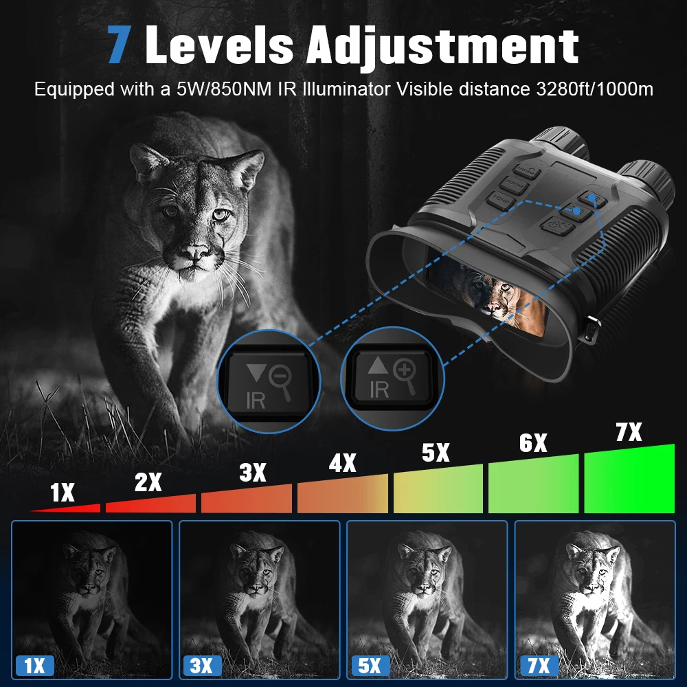 NV3280 4K UHD Full Color Binocular Telescope 36MP 10X Optical 8X Zoom 500M Infra