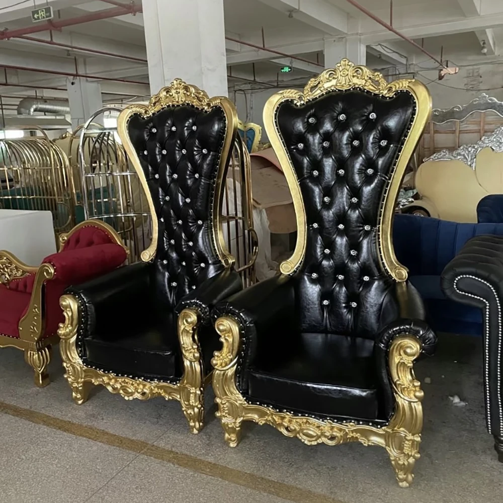 Top Qulaity King & Queen Large Wedding Elegant Throne Chairs King Black  Throne Chair