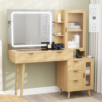 Modern Fluted Boho Vanity Desk 1