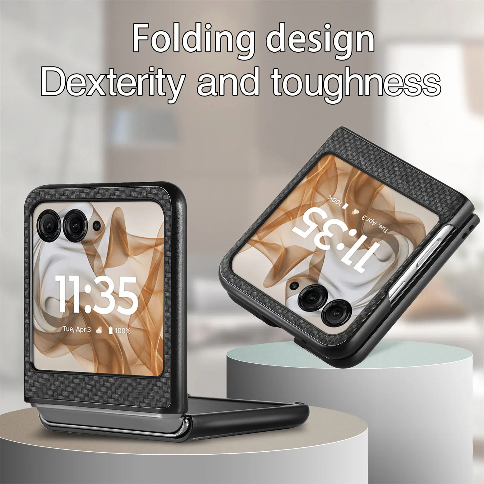 Sleek Carbon Fiber Texture Folding Case - Fashion Edition