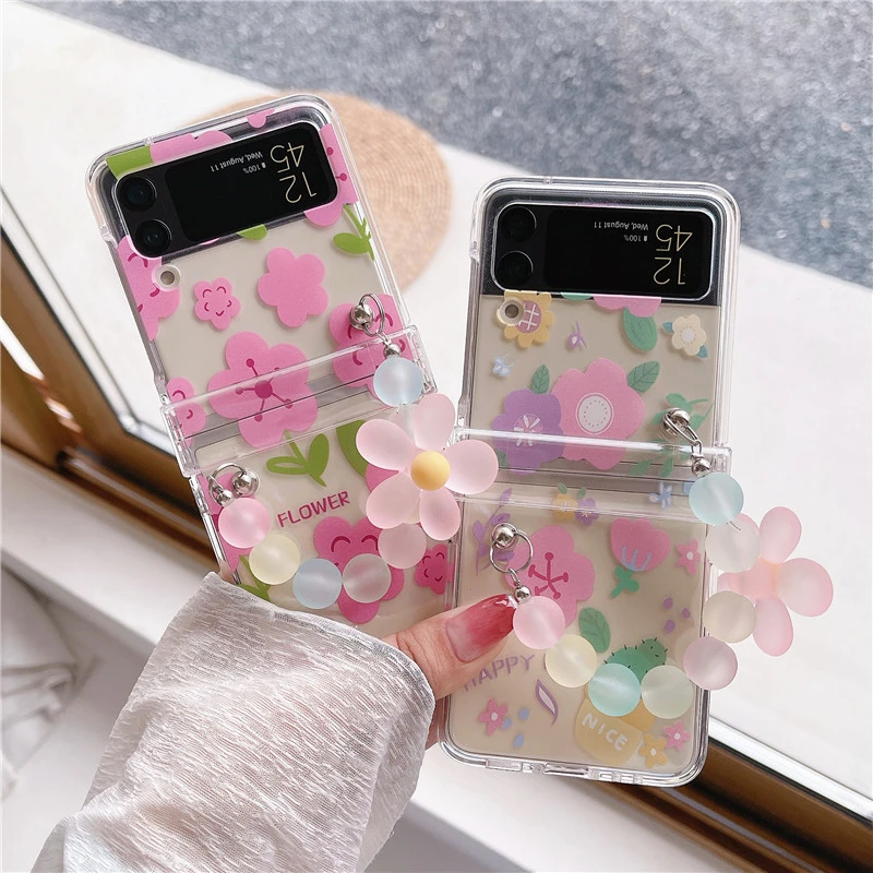 reparatie Kinderpaleis bord Samsung Galaxy Z Flip 3 Case Cute | Samsung Galaxy Z Flip Case Chain - Cute  Flower - Aliexpress