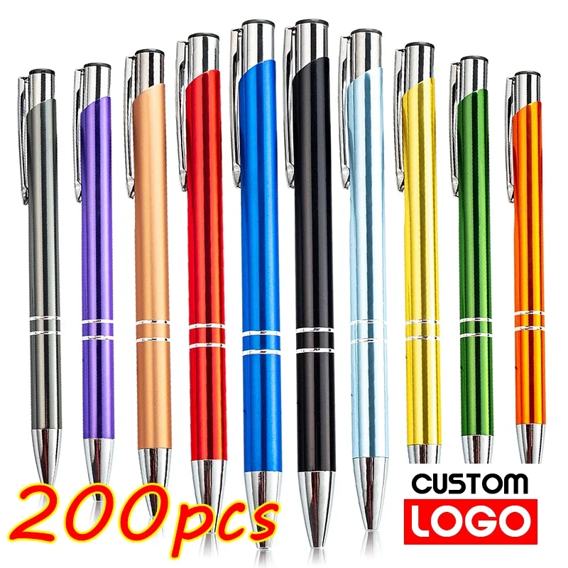 200Pcs Penna A Sfera In Metallo Logo Personalizzato Penna Regalo Promozionale Penna Pubblicitaria Omaggio Personalizzata Testo Nome Incisione Laser Al