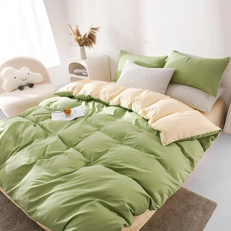 

Beddings Sets Cream Style Home Student Dormitory Universal Bedding Simple Solid Color Three-piece Set 4-piece Set Comforter Sets