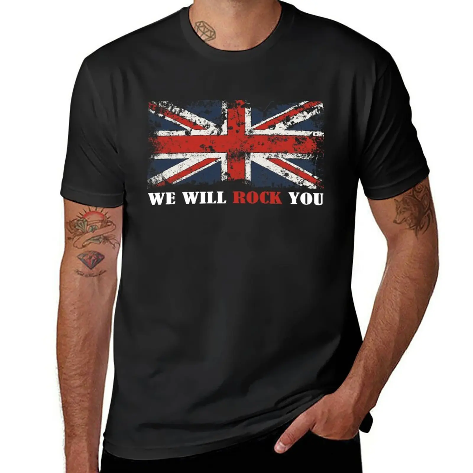 

New We will rock you vintage rock British Flag T-Shirt plus size t shirts Short t-shirt summer clothes mens plain t shirts